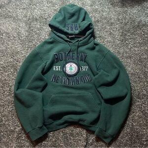 Vintage Russel Athletics Hoodie with school logo embroidery Green Size Small